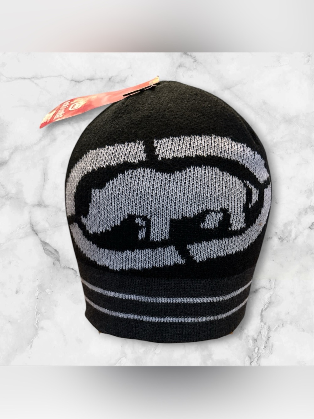 MENS ECKO UNLTD BIG RHINO BLACK CHARCOAL BEANIE HAT CAP ONE SIZE